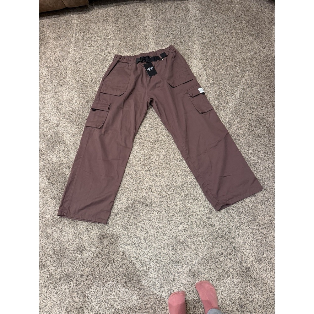 BoohooMAN Cargo Pants Men's Size XXL– Brown Utility Streetwear Jogger Style